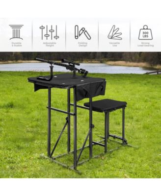 Foldable Shooting Bench with Adjustable Height Table