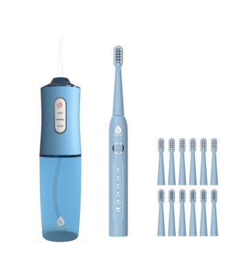 Pursonic Rechargeable Water Flosser Usb Electric Toothbrush with 12 Brush Heads Advanced Oral Care Set - Blue 80$