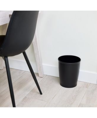 Round Plastic Bathroom Trash Cans - Set of 2 - Black - Made in USA