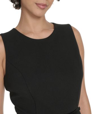 Women's Belted Fit and Flare Midi Dress