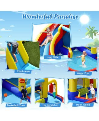 7-in-1 Inflatable Water Slide Water Park Kids Bounce Castle With 735W Air Blower