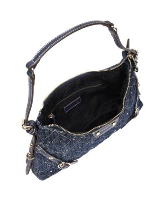 Studded Denim Chain Shoulder Bag
