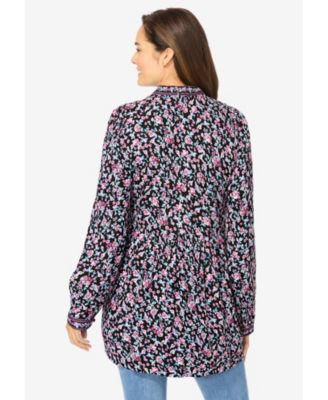 Women's Within Button-Front Mixed Print Tunic.