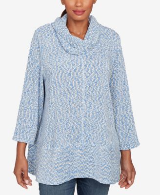 Petite Cowl Neck Space Dye Chenille Knit Top