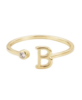Adornia Gold Adjustable Cubic Zirconia Initial Ring - Gold-B 17$