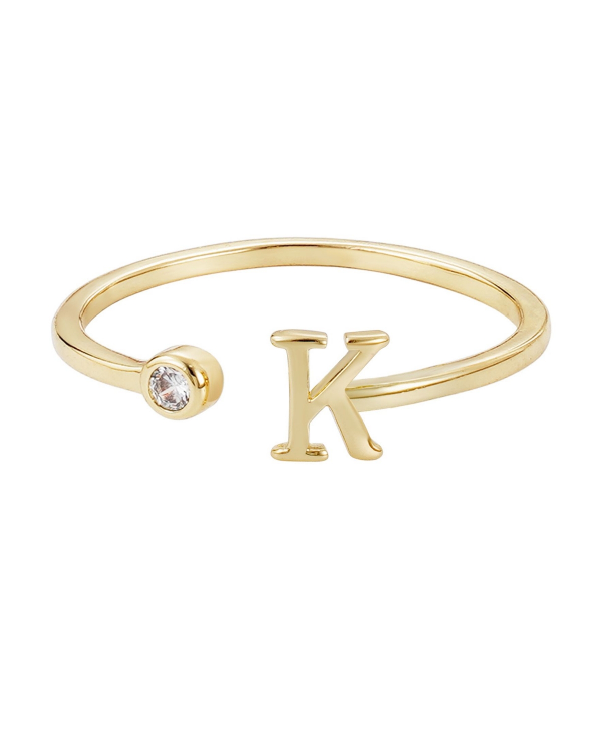 Adornia Gold Adjustable Cubic Zirconia Initial Ring In Gold