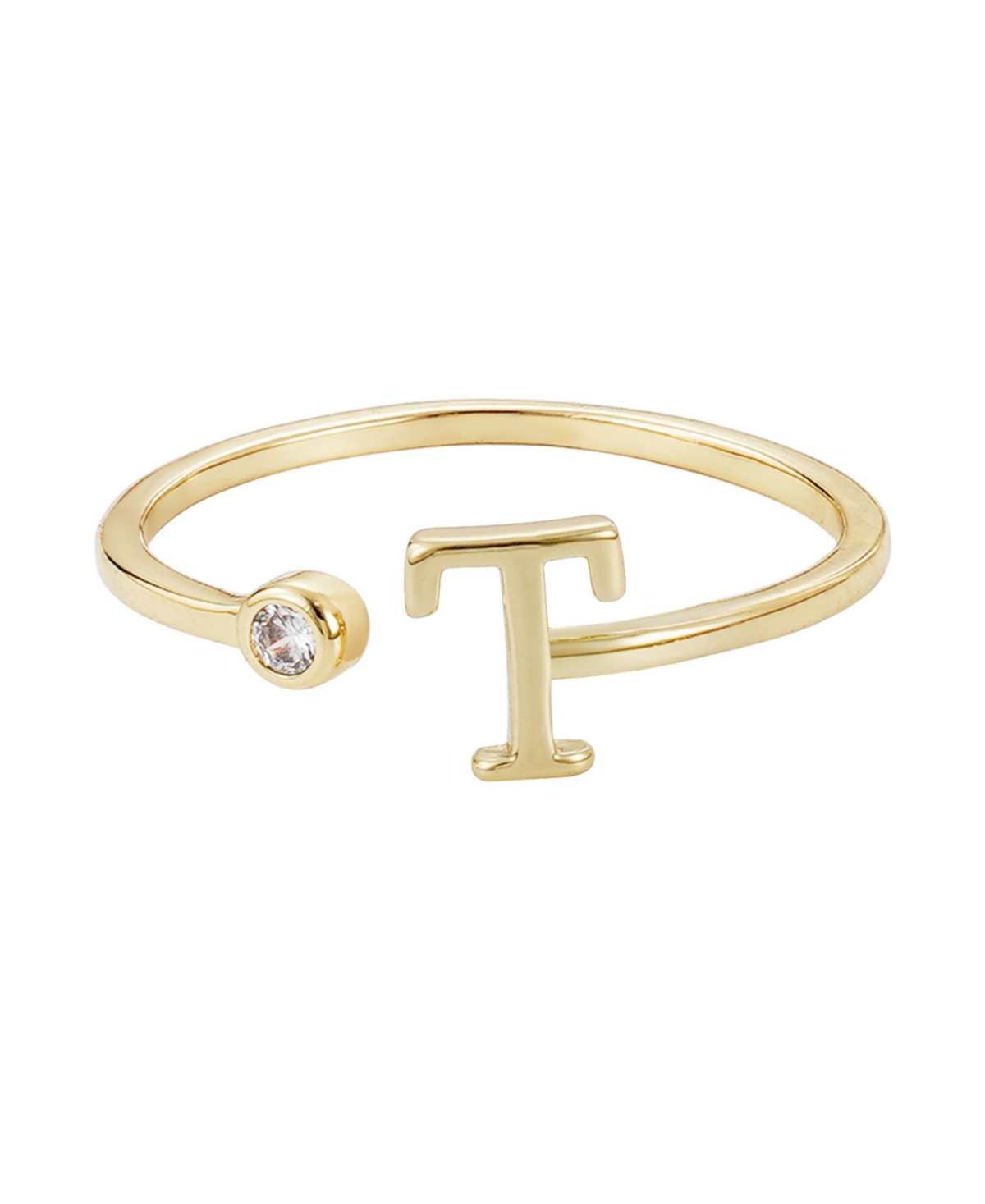 Adornia Gold Adjustable Cubic Zirconia Initial Ring In Gold