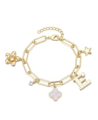 Gold Initial Chunky Charm Bracelet