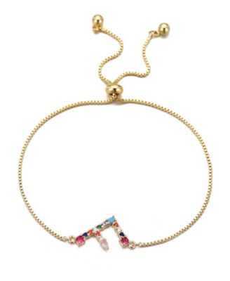 Gold Stone Multi Color Initial Bolo Bracelet