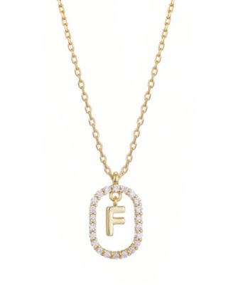 Gold Plated Cubic Zirconia Floating Letter Frame Necklace