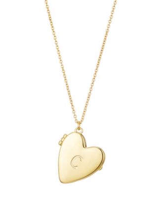 Gold Initial Heart Locket Necklace