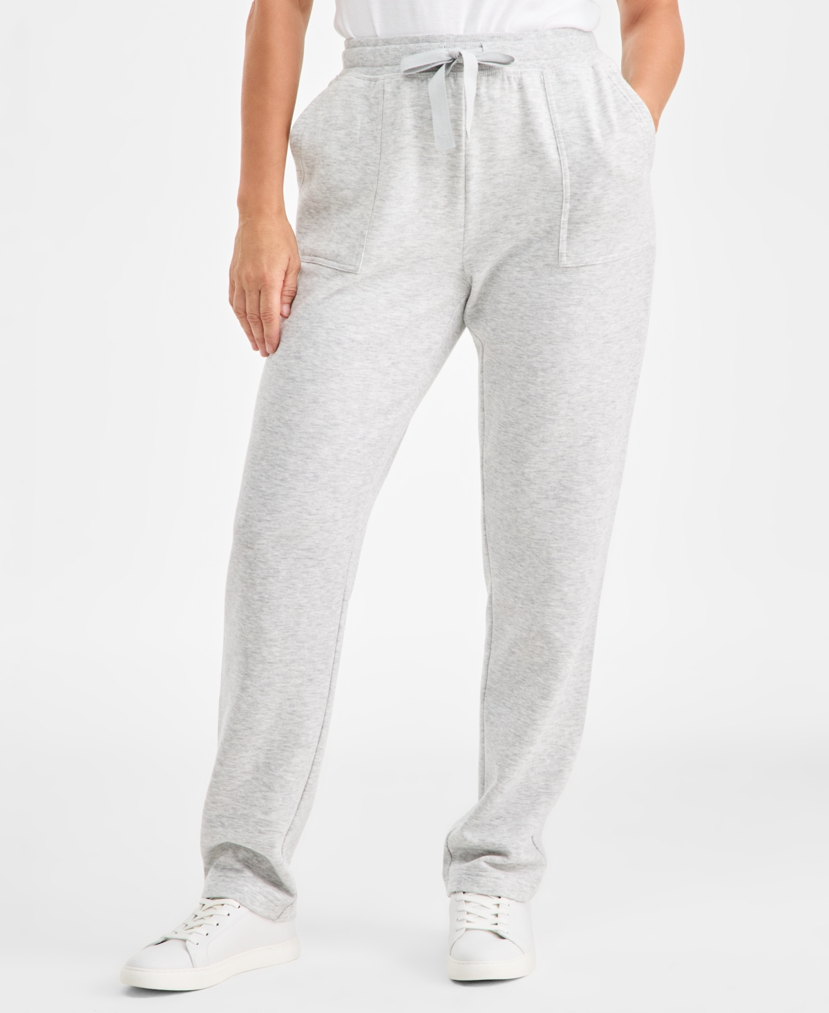 Style & Co Petite Heather Cloud Knit Pants In Gray