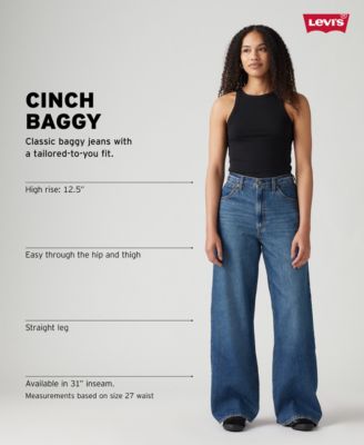 Women's Cinch-Waist Lightweight Baggy Jeans