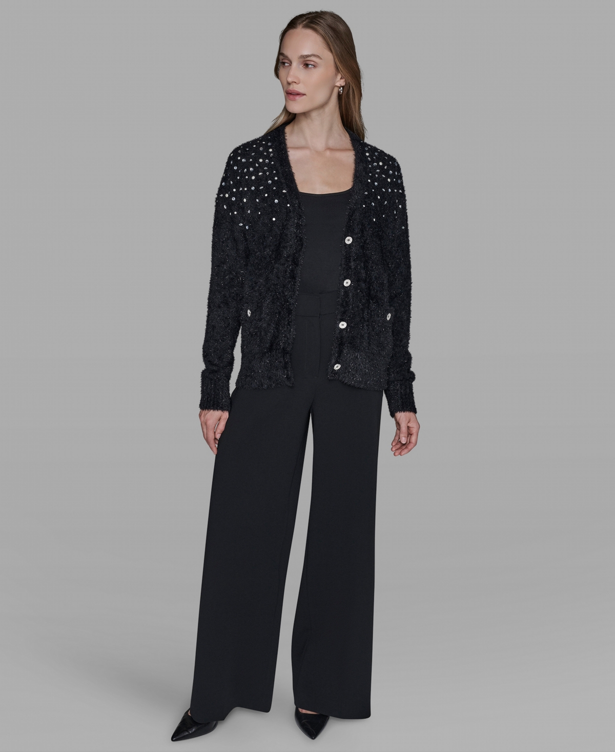 Karl Lagerfeld Paris Women's V-Neck Cardigan