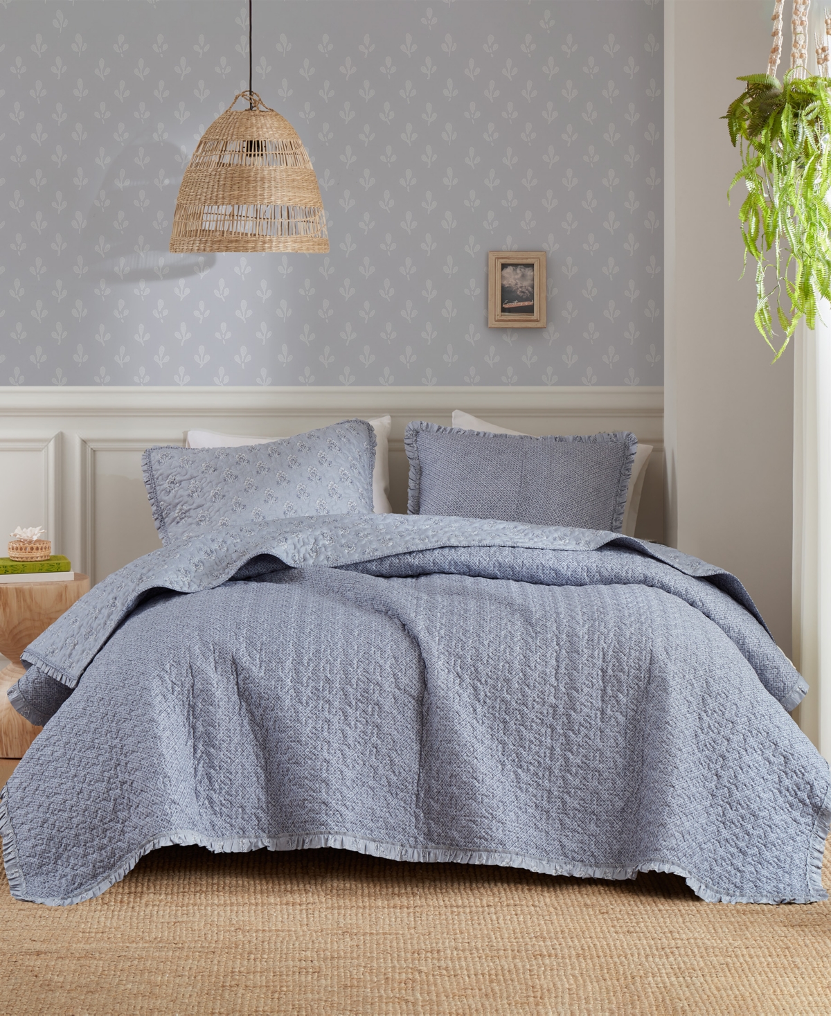 Madison Park Linwood Ruffle Printed 3-pc. Quilt Set, King/california King In Blue