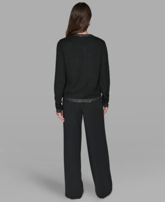 Women's Crewneck Textured Cardigan