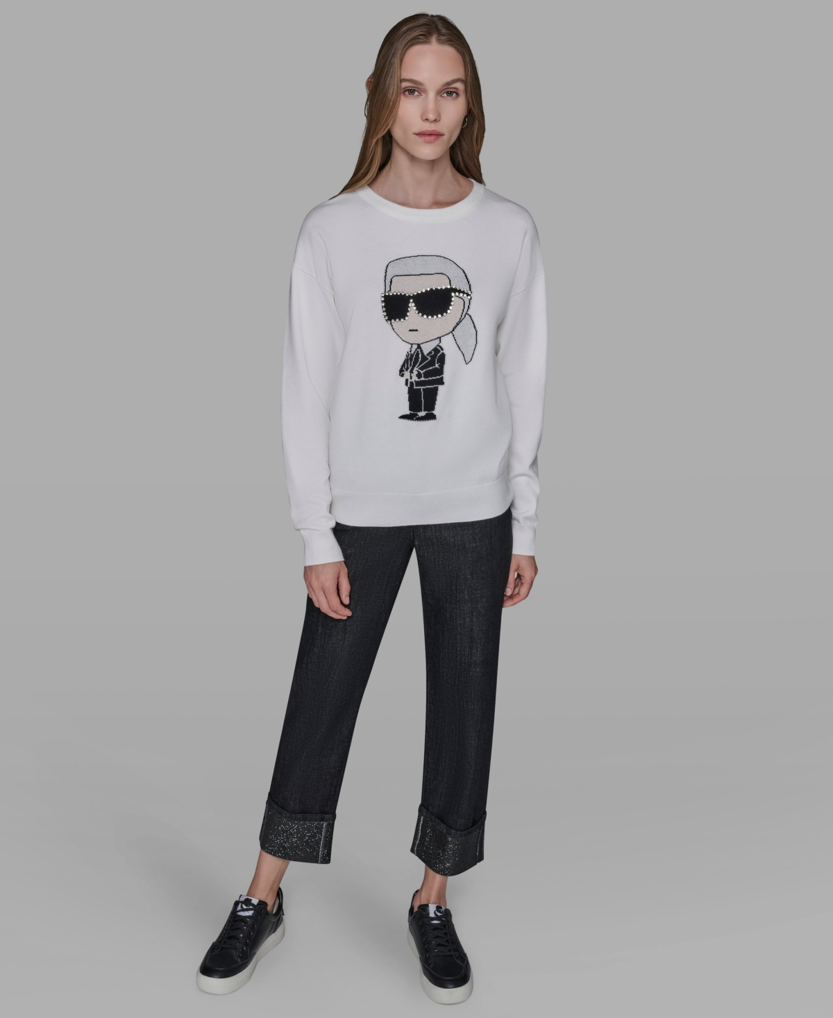 Karl Lagerfeld Women's Kool Karl Crewneck Sweater In White