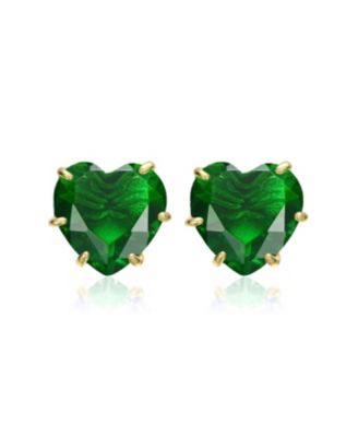 Heart-Shaped Colored Cubic Zirconia Stud Earrings