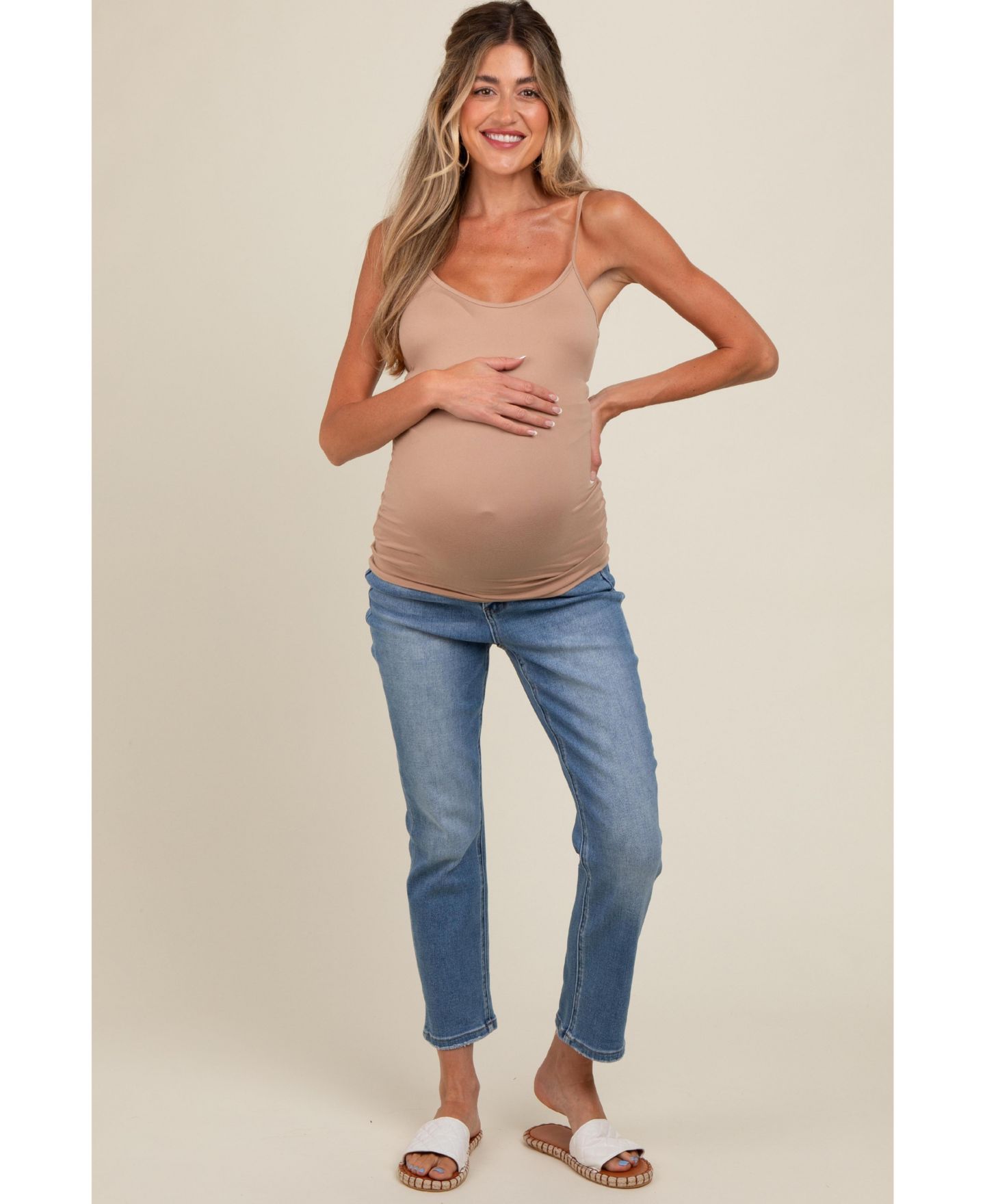 Женские джинсы Pinkblush Blue Slim Straight Ankle Crop Jeans, цвет: Синий — фото 2