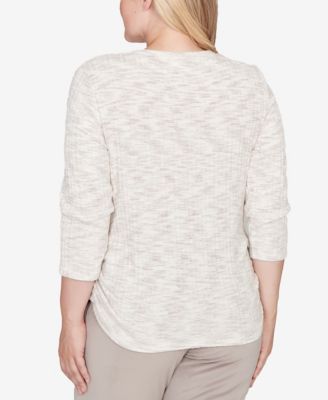 Calm Luxe Space Dye Knit Top with Necklace