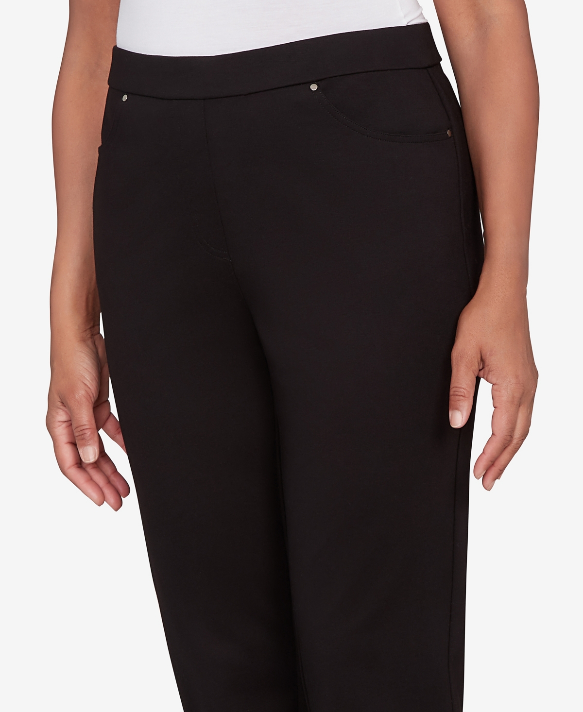 Alfred Dunner Barcelona Stretch Ponte Knit Average Length Pant In Black