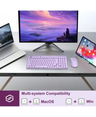 Wireless Mechanical Keyboard and Mouse - 2.4Ghz Cordless, Low-Profile Red Switch,98-Key Compact Slim 96% Keyboard for Windows/MacOS PC Laptop,Lavender