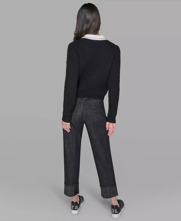 Women's Contrast Collar Sweater - thumbnail 3