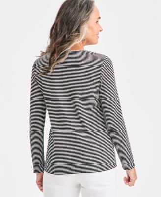 Women's Cotton Long-Sleeve Scoop-Neck Top, Created for Macy's