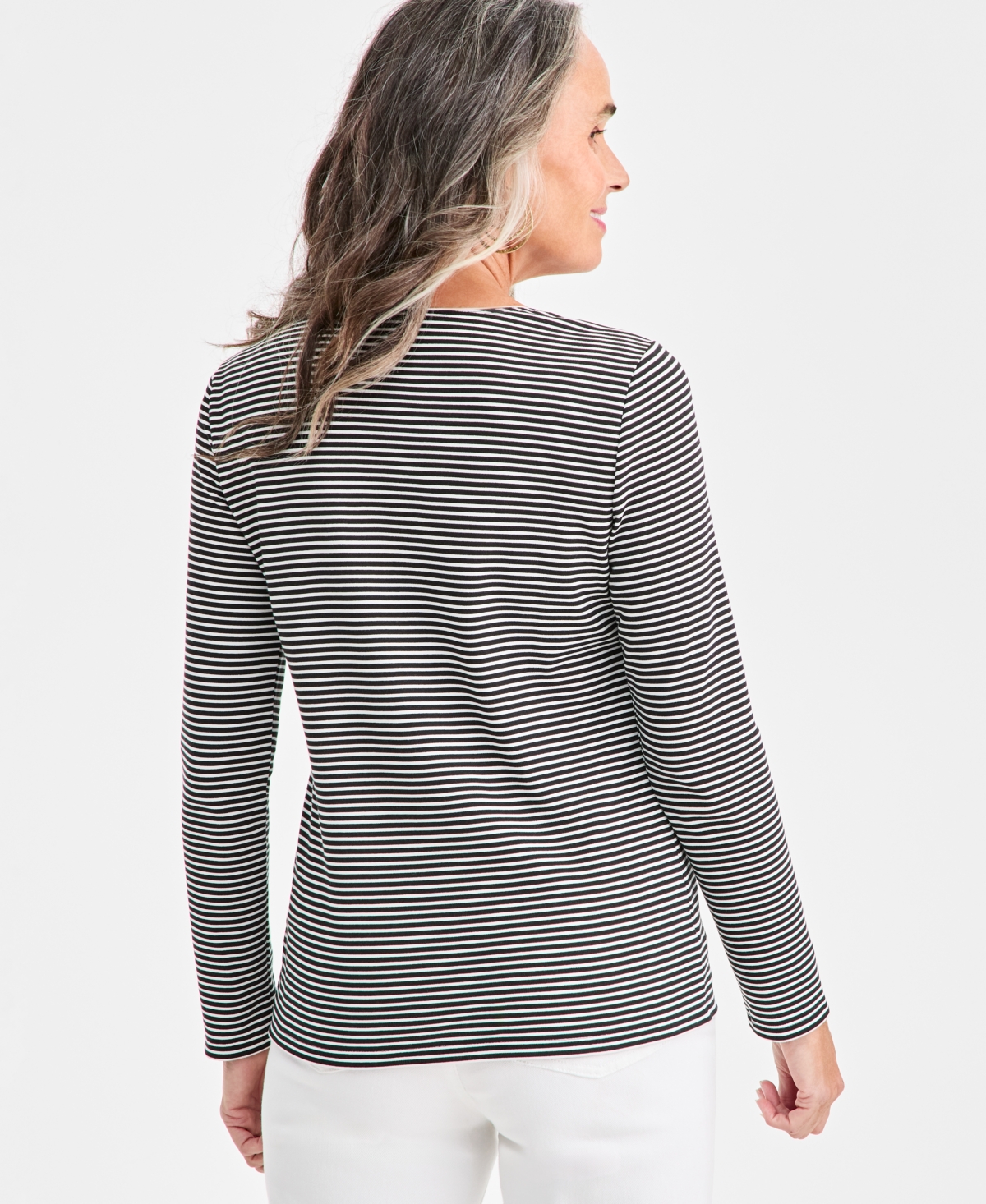Style & Co Women's Cotton Long-Sleeve Scoop-Neck Top, Created for Macy's
