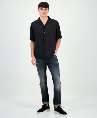 Men's Espino Tonal-Print Regular-Fit Camp Shirt