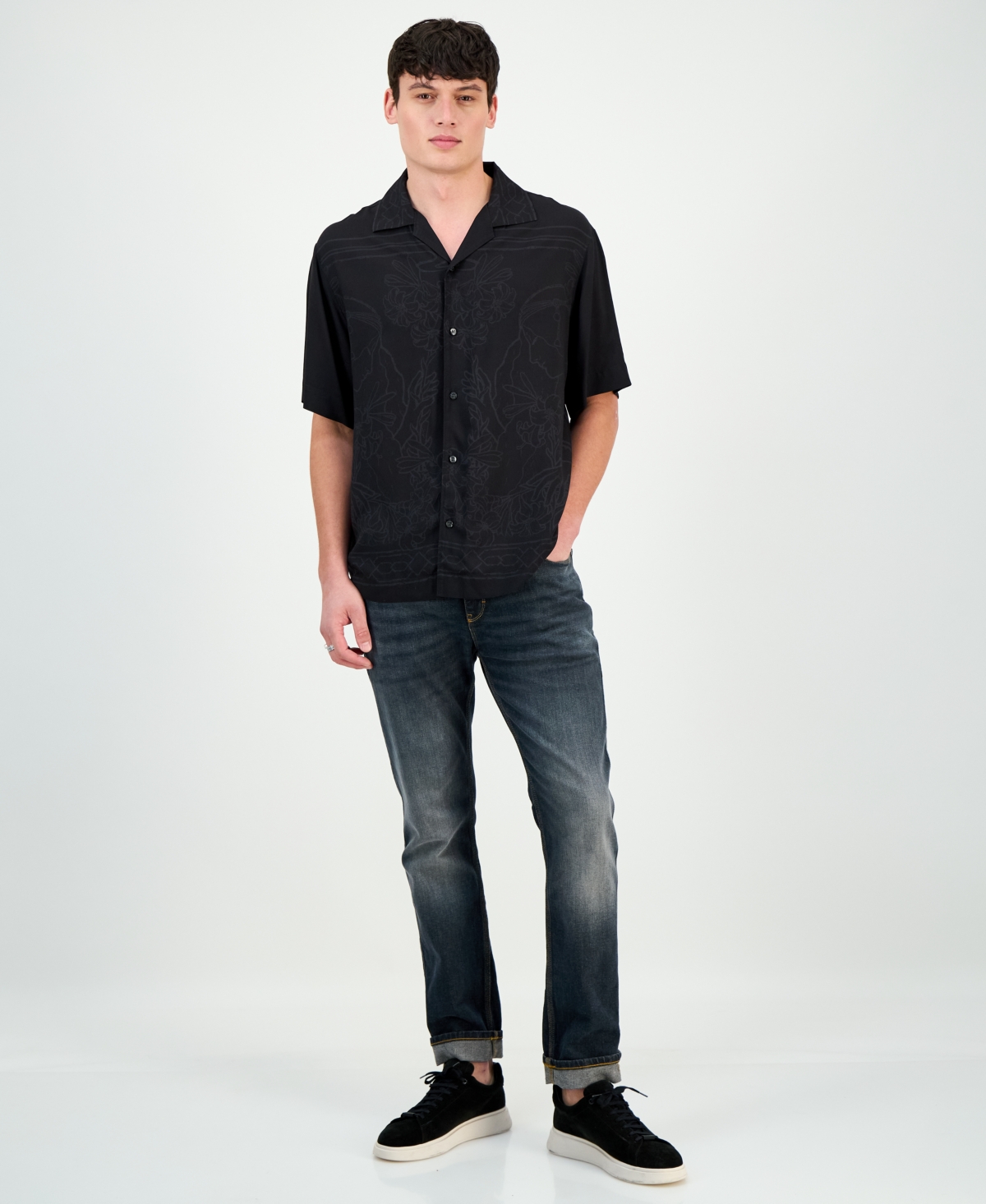 Hugo Boss Men's Espino Tonal-Print Regular-Fit Camp Shirt