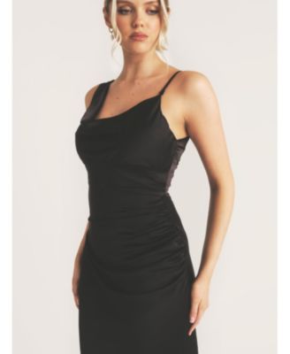 Cowl Front Asymmetric Bridesmaid Dress