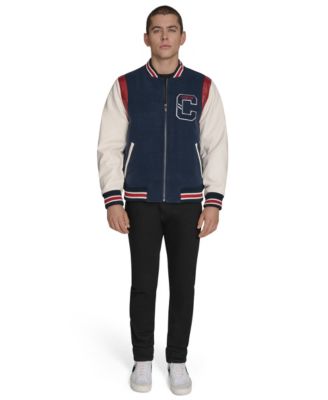 Men's Mixed-Media Varsity Bomber Jacket