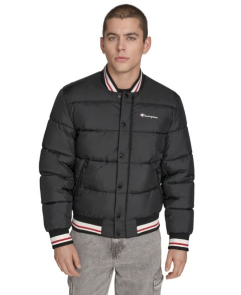 Мужская куртка Champion Quilted Varsity Puffer, цвет: Чёрный