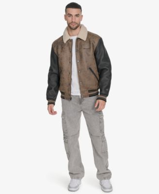 Men's Faux Shearling Varsity Jacket