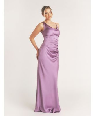 Cowl Front Asymmetric Bridesmaid Dress