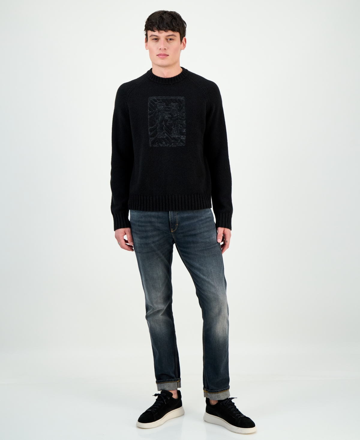 Hugo Boss Men's Souveau Relaxed Fit Long Sleeve Crewneck Logo Graphic Sweater