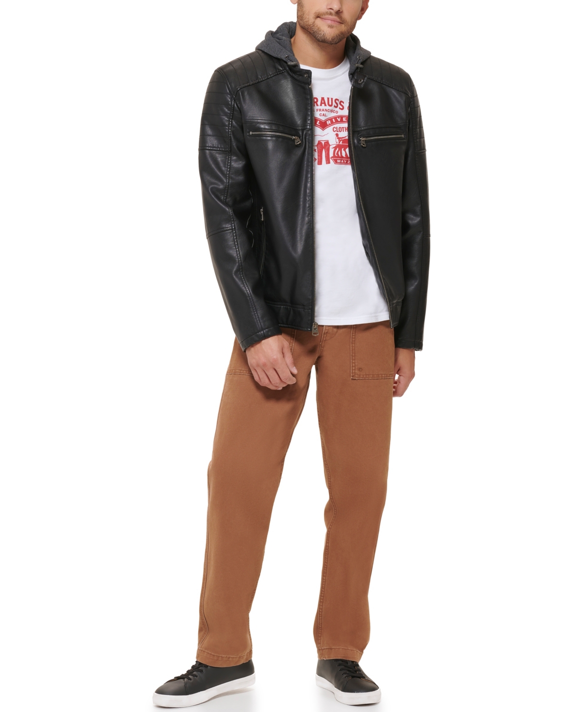 Levi's Men's Jersey Hood Racer Jacket In Black