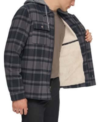 Men's Faux Sherpa Lined Flannel Shirt Jacket