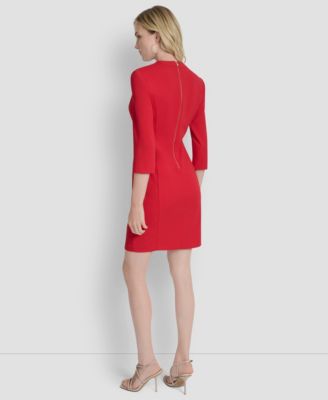 Women's Square Neck 3/4 Sleeve Sheath Dress