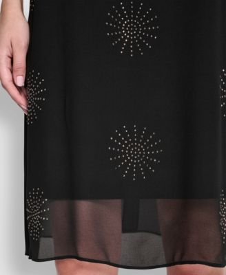 Women's Sleeveless Hotfix Chiffon Overlay Dress