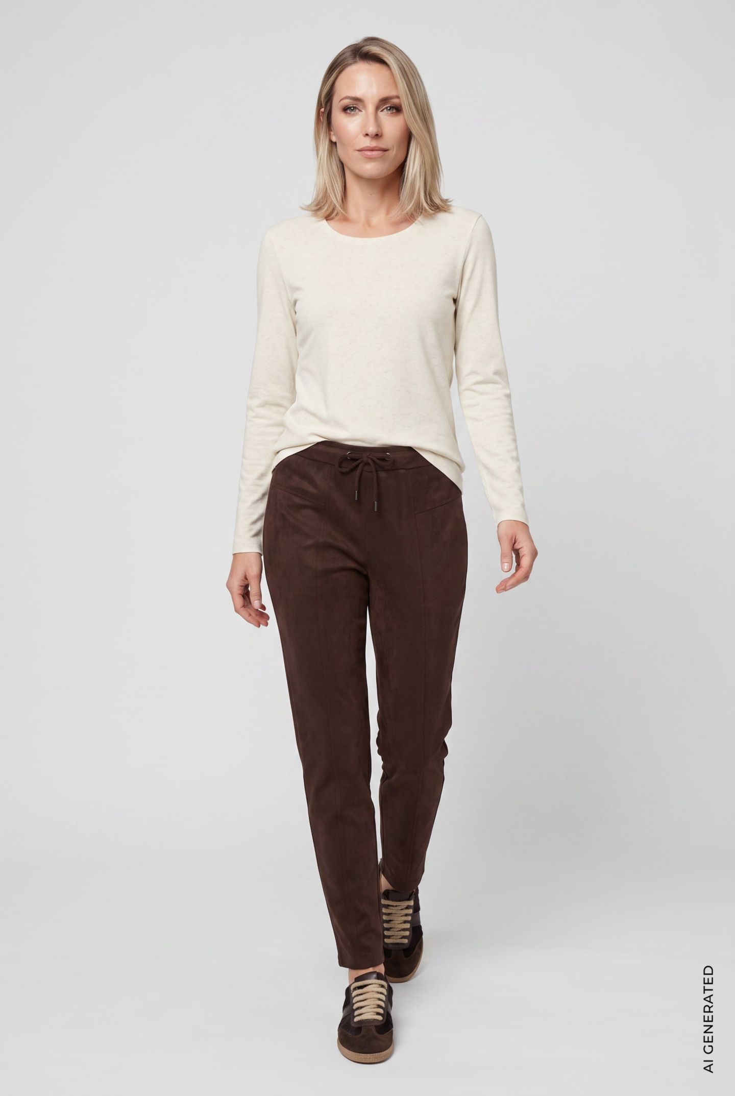 Женская футболка Olsen Solid Cotton, цвет: Миндальный бежевый — фото 4