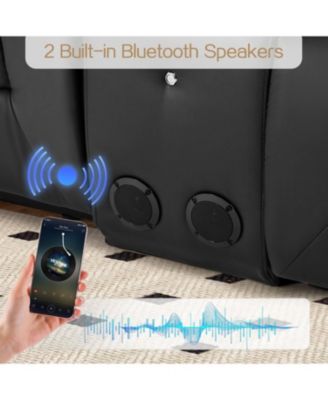 Recliner Loveseat with Console&Bluetooth Speakers, Manual RV Reclining Sofa