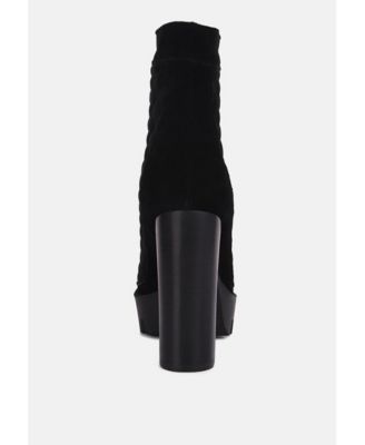 YOKO Womens Fine Suede Quilted Ankle Boots