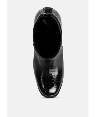 Womens foxy faux leather croc chelsea boots