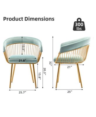 Mid Century Dining Chair, Velvet Upholstered Side Chair with Metal Legs for Makeup/Living Room (Set of 4)