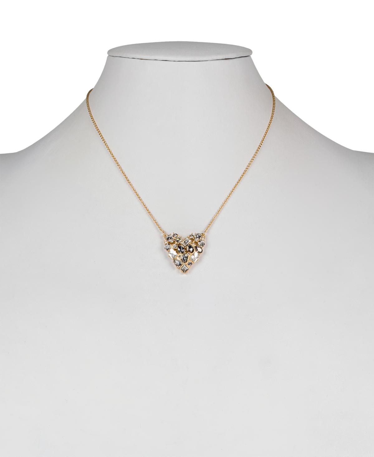 Patricia Nash Multi-stone Matte Gold-tone Heart Pendant Necklace In Gold