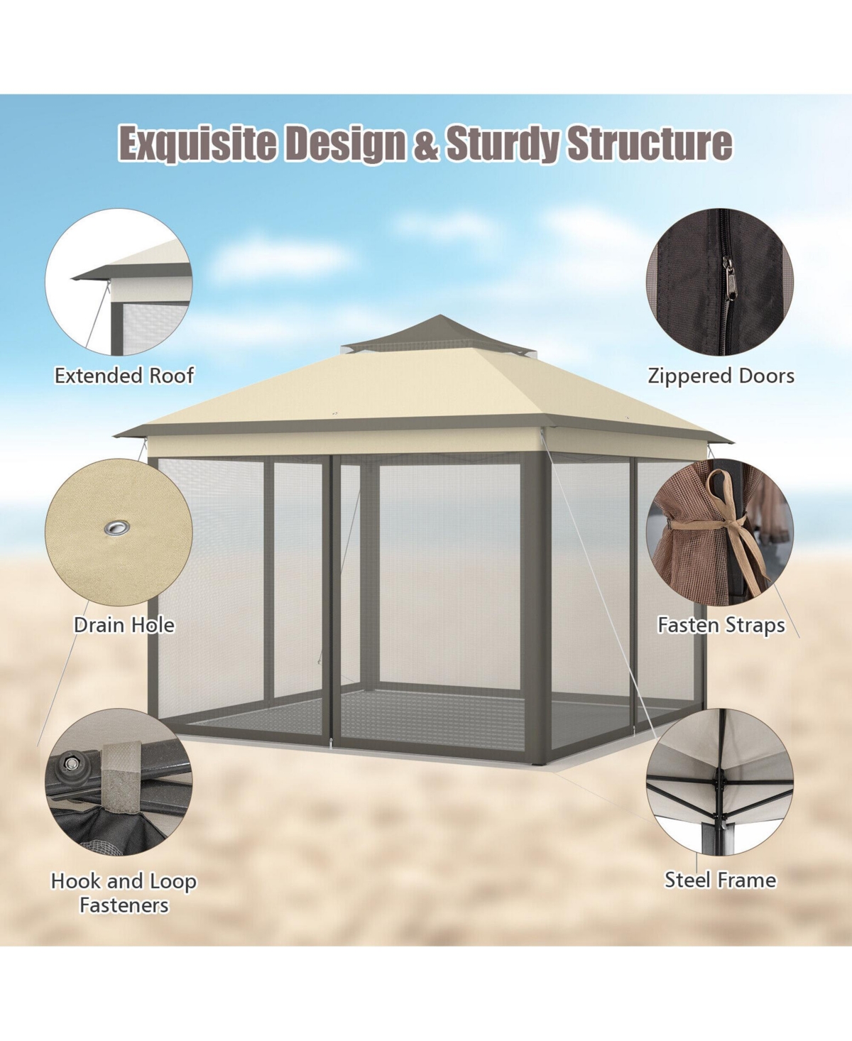 Gymax 11 x ft Pop up Gazebo 2-Tier Patio Canopy Tent Shelter w/ Carrying Bag