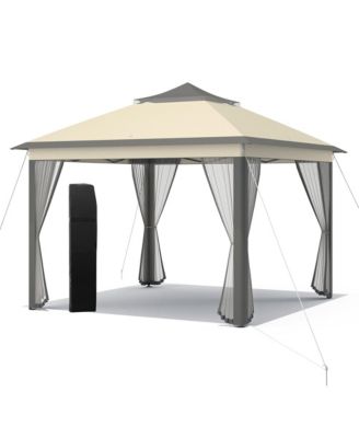 11 x 11 ft Pop up Gazebo 2-Tier Patio Canopy Tent Shelter w/ Carrying Bag