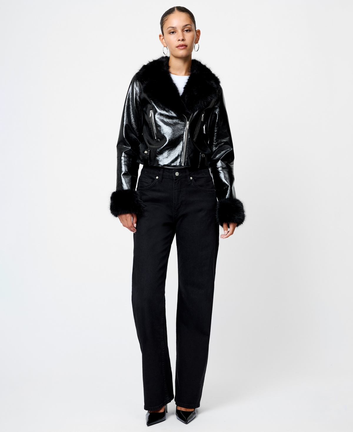 French Connection Women's Camryn Crinkled Moto Jacket